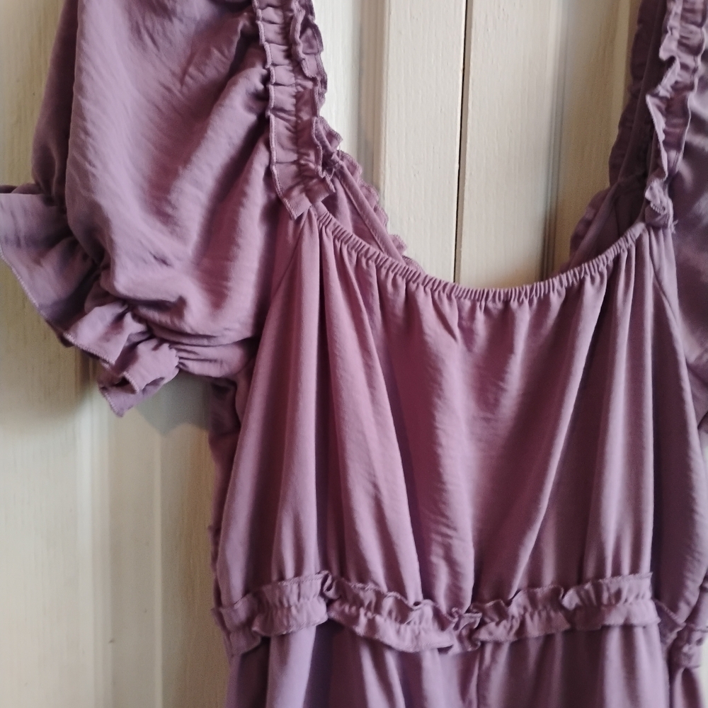 Purple Ruffled Women's Dress - Picture 8 of 12